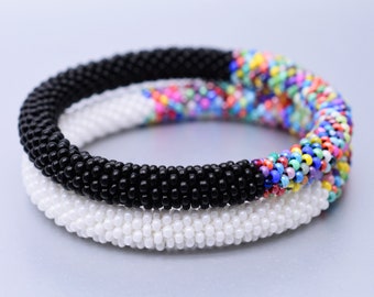 Multicolored bracelet, Beaded Bangle, Handmade bangles of beads, Choose your SIZE for kids, lady or man. Bead crochet bracelet Nepal style