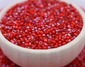 Red seed beads MIX, Red small Beads  40 gr. Rocaille round red Czech beads 2 mm Preciosa 10/0, beading jewelry supplies, glass beads mixture