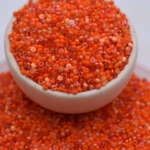 Orange Beads mix, Bright orange seed beads mixture, 40 gr, Rocaille Czech seed beads Preciosa 10/0, beading jewelry supplies, glass beads image 4