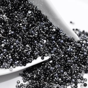 Perline di semi di argento nero mix 40 gr. Perline di semi ceche Preciosa 10/0, forniture per bigiotteria con perline, 2 mm, Miscela di perline di vetro, Miscela di perline n. 2