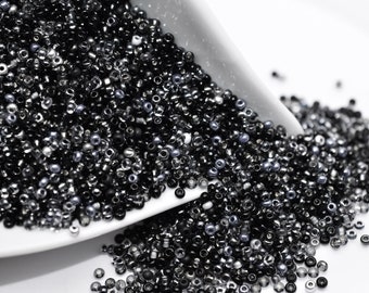 Black Silver mixture seed beads mix 40 gr. Czech seed beads Preciosa 10/0, beading jewelry supplies, 2 mm, Glass beads mixture, Beads mix #2