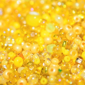 Yellow seed beads mix, 40 gr. Yellow beads, beading supplies, High quality rocaille Czech beads Preciosa 3-8mm, small beads, glass beads mix