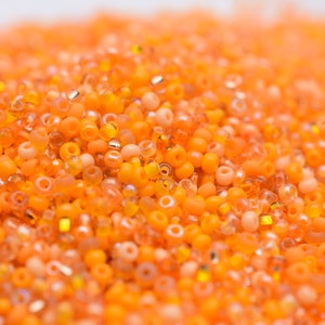 Orange Beads mix, Bright orange seed beads mixture, 40 gr, Rocaille Czech seed beads Preciosa 10/0, beading jewelry supplies, glass beads image 9