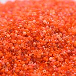 Orange Beads mix, Bright orange seed beads mixture, 40 gr, Rocaille Czech seed beads Preciosa 10/0, beading jewelry supplies, glass beads image 6