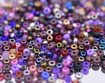 Violet Purple Beads mix, Violet seed beads mix 40 gr. Czech seed beads Preciosa 10/0, beading jewelry supplies, glass beads mixture, #29
