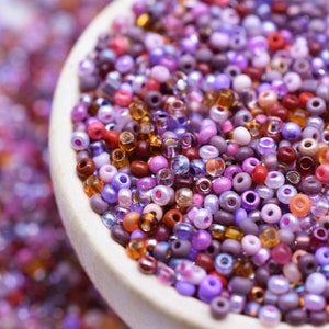 Mix di perline marroni viola, 2 mm, mix di perline marroni viola 40 gr. Perline ceche Preciosa 10/0, forniture per gioielli con perline, miscela di perle di vetro,