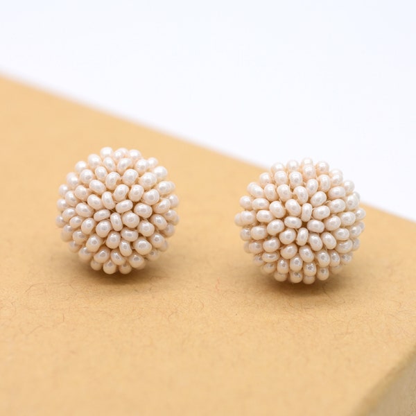 Orecchini di perle piccole borchie rotonde Orecchini di piccole perle - orecchini classici semplici con borchie o CLIP ON, orecchini a borchie di perle con perline