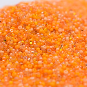 Orange Beads mix, Bright orange seed beads mixture, 40 gr, Rocaille Czech seed beads Preciosa 10/0, beading jewelry supplies, glass beads image 8