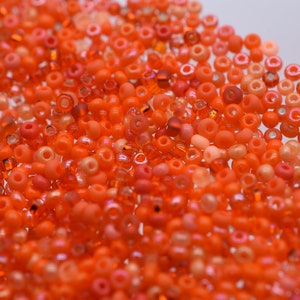 Orange Beads mix, Bright orange seed beads mixture, 40 gr, Rocaille Czech seed beads Preciosa 10/0, beading jewelry supplies, glass beads image 5