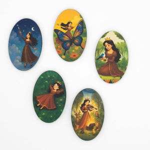 Princess Mira Fridge Magnet Set - Wood Magnets with Fairytale Art, Kids Gift, Made in Belgium image 4