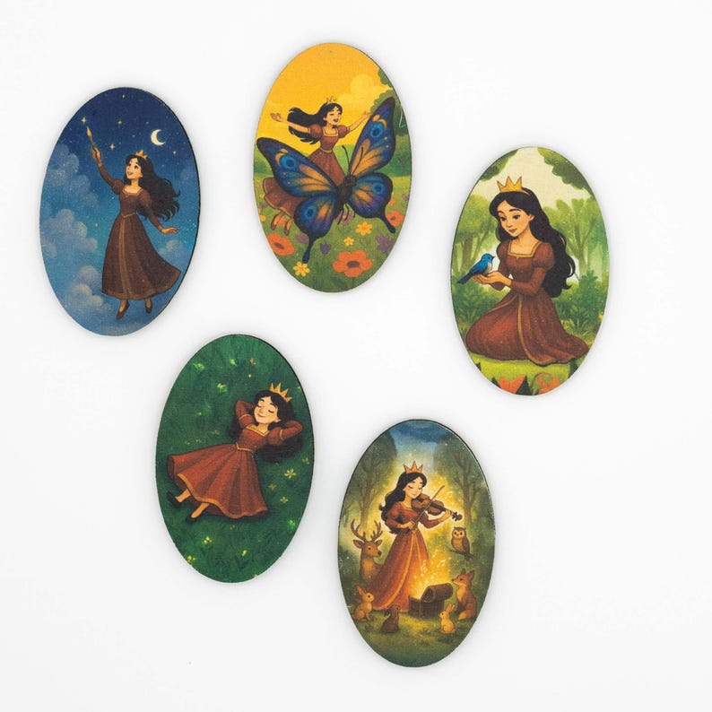 Princess Mira Fridge Magnet Set - Wood Magnets with Fairytale Art, Kids Gift, Made in Belgium image 4