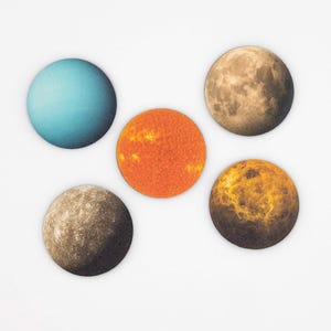 Wooden Space Magnet Set, Solar System Fridge Magnets, Planets and Stars Kitchen Decor, Belgium Handmade image 4