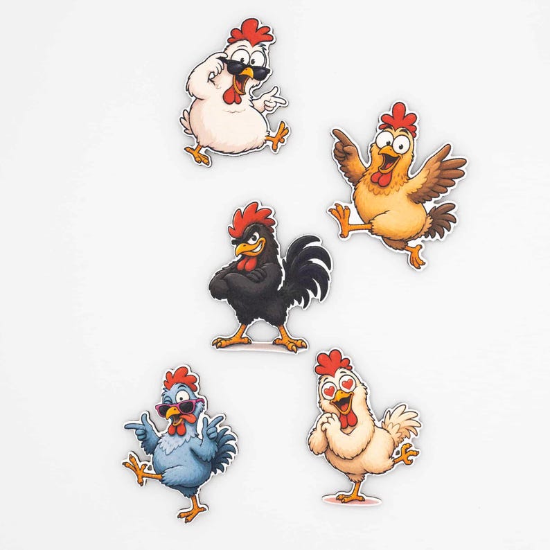 Funny Chicken Fridge Magnets - Wood Magnet Set - Kitchen Decor Gift - Handmade in Belgium image 4
