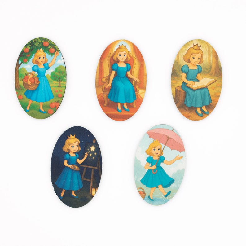 Princess Marie Fridge Magnets, Wooden Magnet Set for Girls, Fairy Tale Nursery Decor, Handmade in Belgium image 4