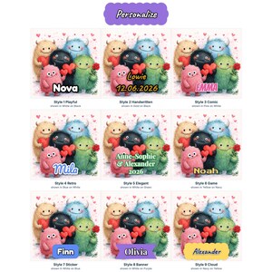 Heart Monster Fridge Magnets | Wood Magnet Set with Neodymium Magnets | Cute Kawaii Kitchen Decor | Handmade in Belgium by Flowz image 2