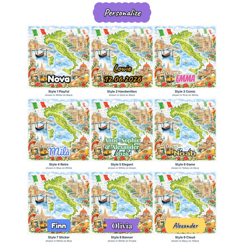 Italian Cities Fridge Magnets - Rome, Venice, Milan, Florence, Naples - Wood Magnet Set, Handmade in Belgium image 2