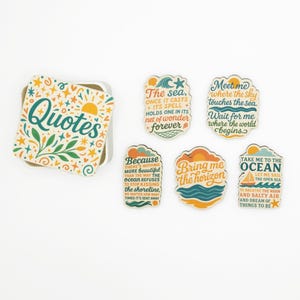 Ocean Quotes Wood Magnet Set | Sea Theme Fridge Magnets | Nautical Home Decor | Coastal Gift | Handmade in Belgium 画像 1