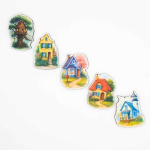Magneti da frigorifero a forma di casetta delle fiabe, set di magneti a forma di casetta in legno, idea regalo giocosa per la decorazione della casa, realizzati a mano in Belgio immagine 4