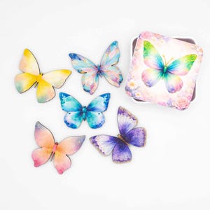 Butterfly Magnets Set of 5 | Wood Fridge Magnets | Watercolor Butterfly Art | Neodymium Magnet | Nature Gift | Handmade in Belgium image 1