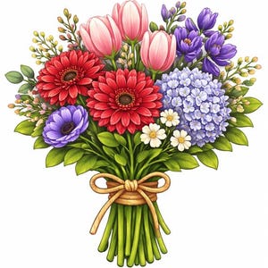 Flower Bouquet Fridge Magnet Set | Wood Magnets with Floral Print | Romantic Gift | Handmade in Belgium image 5