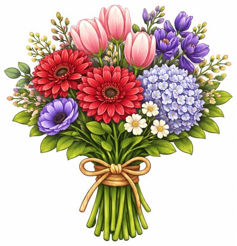Flower Bouquet Fridge Magnet Set | Wood Magnets with Floral Print | Romantic Gift | Handmade in Belgium image 5