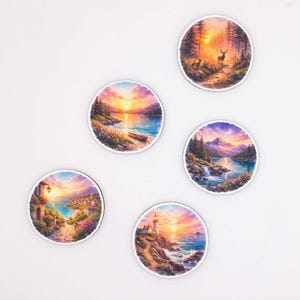 Sunset Fridge Magnet Set - Wood Landscape Magnets for Kitchen - Housewarming Gift - Handmade in Belgium image 4