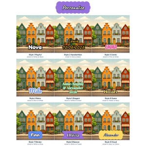 Juego de imanes para nevera con casas adosadas | Imanes coloridos de madera con escenas callejeras | Hechos a mano en Bélgica | Regalo de decoración para la cocina imagen 2