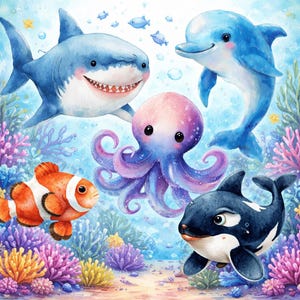 Juego de imanes de madera con animales marinos - Imanes submarinos para nevera - Regalo artesanal para niños - Hecho en Bélgica imagen 5