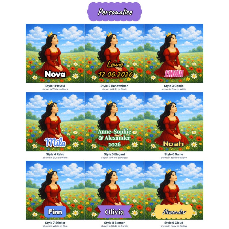 Princess Mira Fridge Magnet Set - Wood Magnets with Fairytale Art, Kids Gift, Made in Belgium image 2