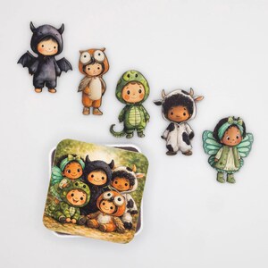 Animal Costume Friends Magnet Set of 5 | Wood Fridge Magnets for Kids | Forest Adventure Gift Belgium image 1