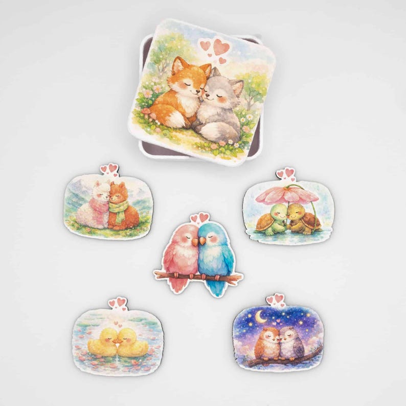 Juego de imanes para nevera con diseño de animales, imanes de madera para acoplar, bonito regalo de decoración para la cocina, hechos a mano en Bélgica, juego de imanes de neodimio imagen 1
