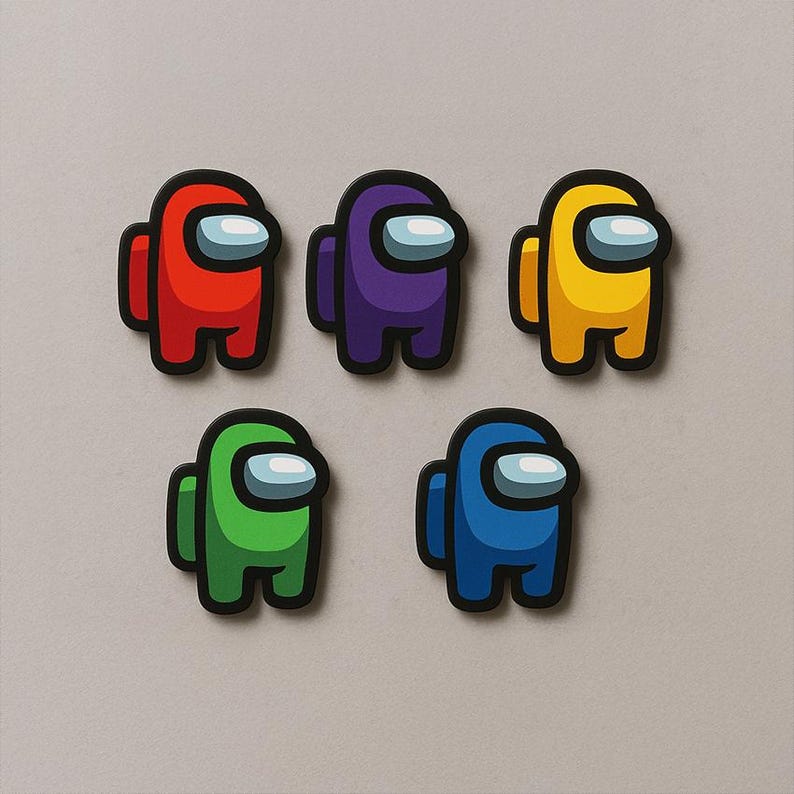 Among Us Magnet Set - The Crew Limited Edition - 5 Wooden Fridge Magnets - Crewmate Gift image 2