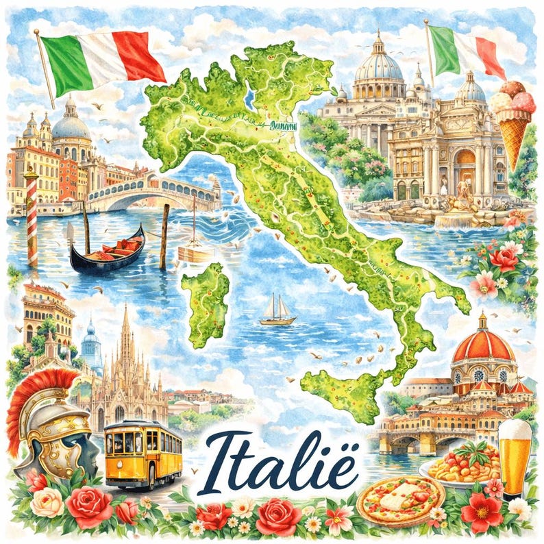 Italian Cities Fridge Magnets - Rome, Venice, Milan, Florence, Naples - Wood Magnet Set, Handmade in Belgium image 4