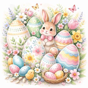 Easter Eggs Magnet Set - Wooden Fridge Magnets with Bunny and Chick, Pastel Spring Decor, Handmade in Belgium image 5