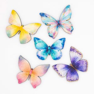 Butterfly Magnets Set of 5 | Wood Fridge Magnets | Watercolor Butterfly Art | Neodymium Magnet | Nature Gift | Handmade in Belgium image 4