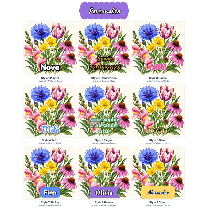 Flower Fridge Magnet Set - Wood Magnets with Floral Print - Neodymium Magnets - Belgian Handmade Kitchen Gift image 2