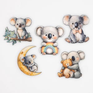 Koala Magnet Set - Wooden Fridge Magnets - Cute Animal Decor - Handmade in Belgium image 4