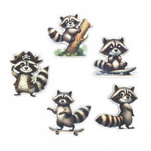 Waschbär Magnetset, Holz Kühlschrankmagnete, Süße Tiermagnete, Handgemacht in Belgien, Neodym Magnet, Küchendeko Geschenk Bild 4