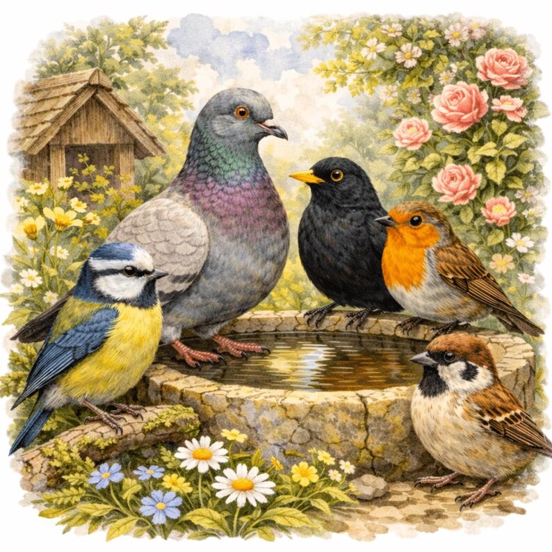 Garden Bird Magnet Set - Wood Fridge Magnets Illustrated Birds - Nature Gift for Bird Lovers - Handmade in Belgium by Flowz image 5