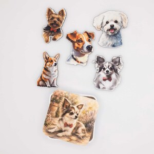 Small Dog Fridge Magnet Set | Wood Magnets with Neodymium | Dog Lover Gift | Made in Belgium image 1