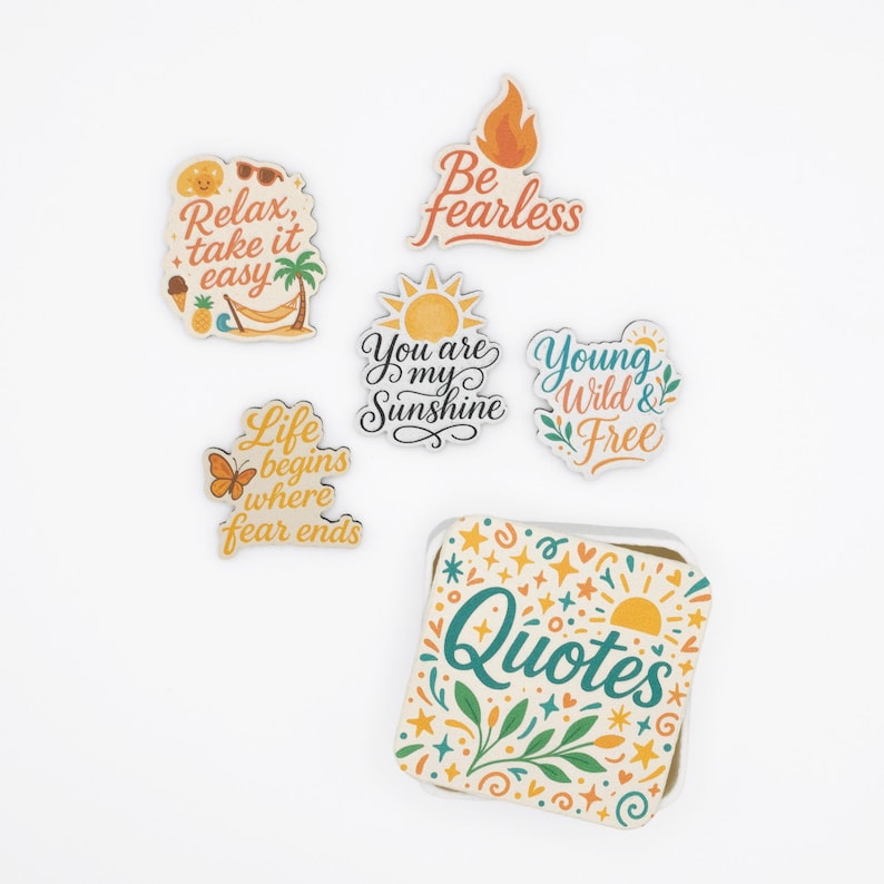 Quotes About Life Fridge Magnet Set - Wood Magnets with Inspirational Sayings - Handmade in Belgium image 1