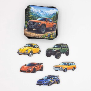 Car Fridge Magnets Set of 3, Wood Magnets Classic Car Off-Road Racer, Strong Neodymium, Handmade in Belgium image 1
