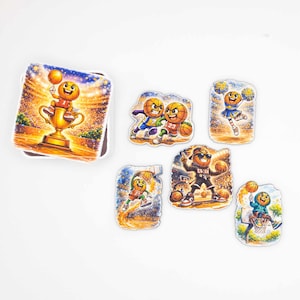 Basketball Heroes Wood Magnet Set - Fridge Magnets with Basketball Art, Sports Fan Gift image 1