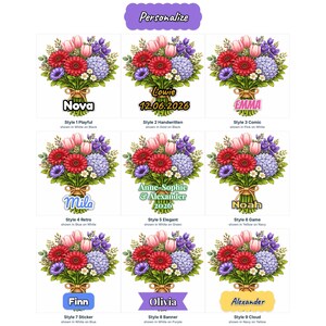 Flower Bouquet Fridge Magnet Set | Wood Magnets with Floral Print | Romantic Gift | Handmade in Belgium image 2
