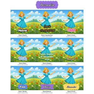 Princess Marie Fridge Magnets, Wooden Magnet Set for Girls, Fairy Tale Nursery Decor, Handmade in Belgium image 2