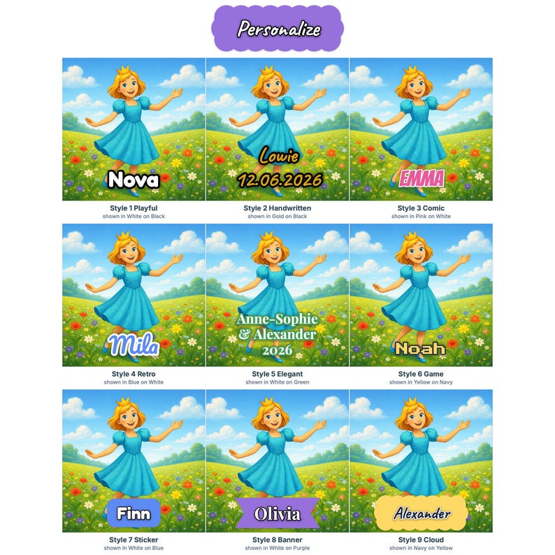 Princess Marie Fridge Magnets, Wooden Magnet Set for Girls, Fairy Tale Nursery Decor, Handmade in Belgium image 2