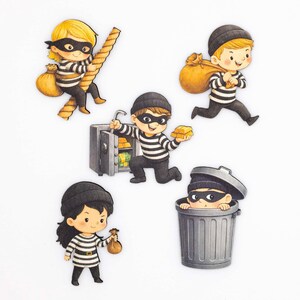 Bandit Thieves Fridge Magnet Set - Funny Wood Magnets - Safe Cracker Robbers - Quirky Kitchen Decor - Handmade in Belgium image 4