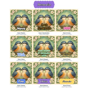 Lovebirds Fridge Magnet Set, Wooden Bird Magnets UV Printed on Linden Wood, Cute Animal Magnets, Belgium Handmade Gift image 2