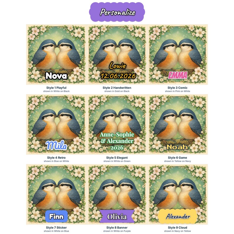 Lovebirds Fridge Magnet Set, Wooden Bird Magnets UV Printed on Linden Wood, Cute Animal Magnets, Belgium Handmade Gift image 2