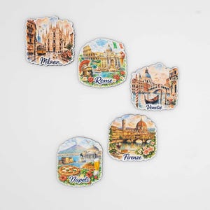 Italian Cities Fridge Magnets - Rome, Venice, Milan, Florence, Naples - Wood Magnet Set, Handmade in Belgium image 5